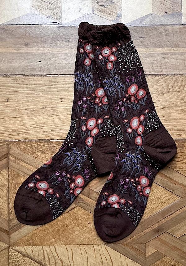 Rose & Lini ANTIPAST WOOL “WINTER GARDEN” AM-789 SOCKS BROWN