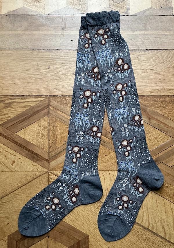 Rose & Lini ANTIPAST WOOL “WINTER GARDEN” AM-789HS LONG SOCKS MIX GREY