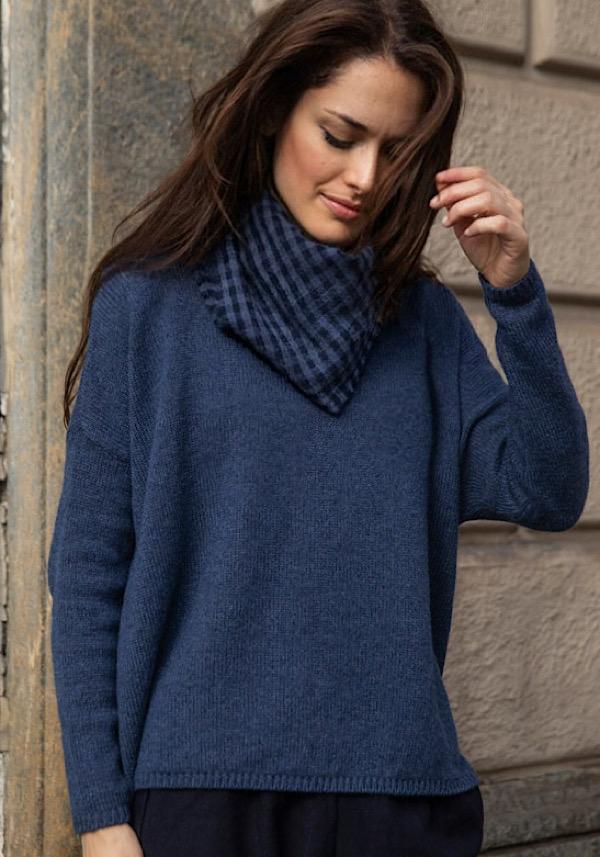 Rose & Lini APUNTOB CASHMERE & ALPACA “PULL 1890” DENIM BLUE