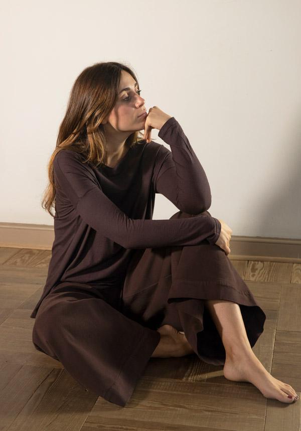 Rose & Lini BARBARA TANI COTTON & CASHMERE “TSHIRT 2001 CCL” CHOCO BROWN