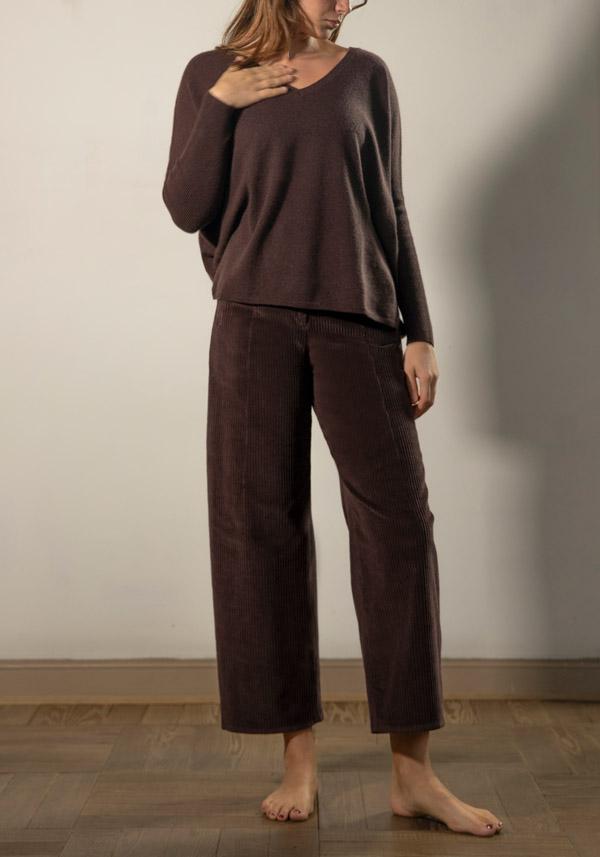 Rose & Lini BARBARA TANI “PANTS 462 V03” CORDUROY CHOCO BROWN