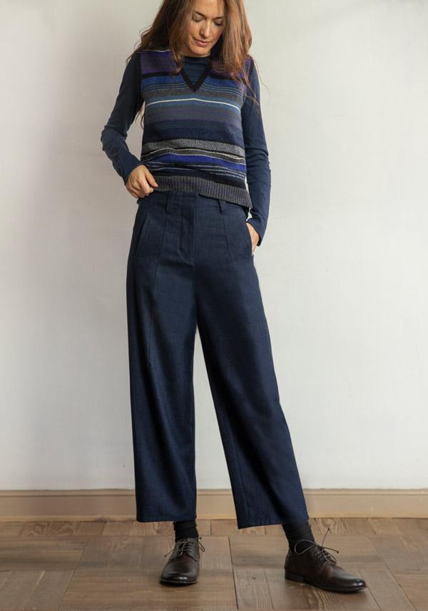 Rose & Lini BARBARA TANI WOOL “PANTS 462 LANA” BLUE FIAMMATO