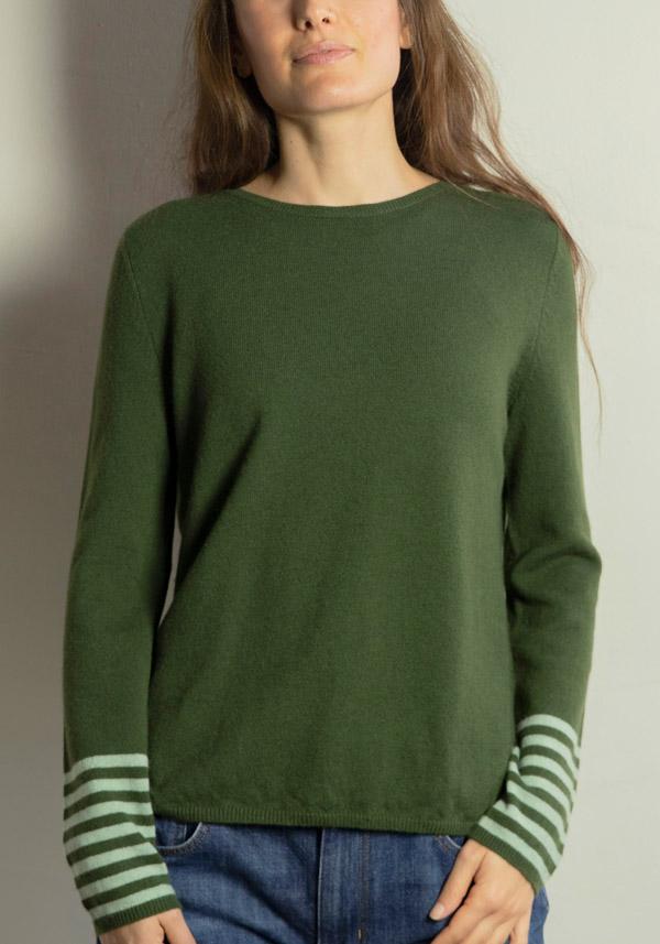 Rose & Lini BE YOU CASHMERE “ROUND NECK 1123” BOTTLE GREEN SWEATER