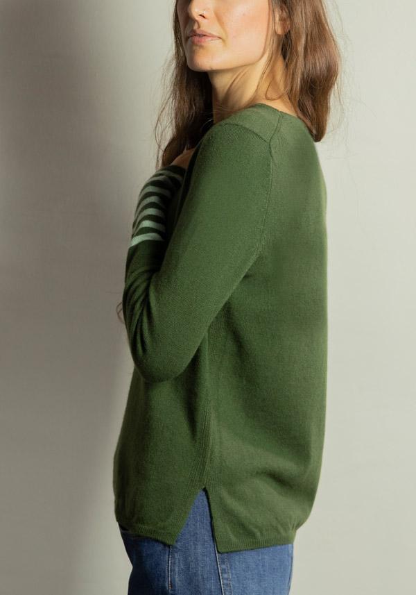 Rose & Lini BE YOU CASHMERE “ROUND NECK 1123” BOTTLE GREEN SWEATER