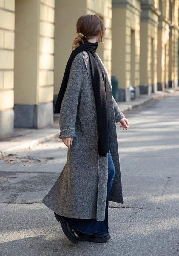 Rose & Lini BOBOUTIC WOOL & CASHMERE “4758” BLACK & CREAM COAT