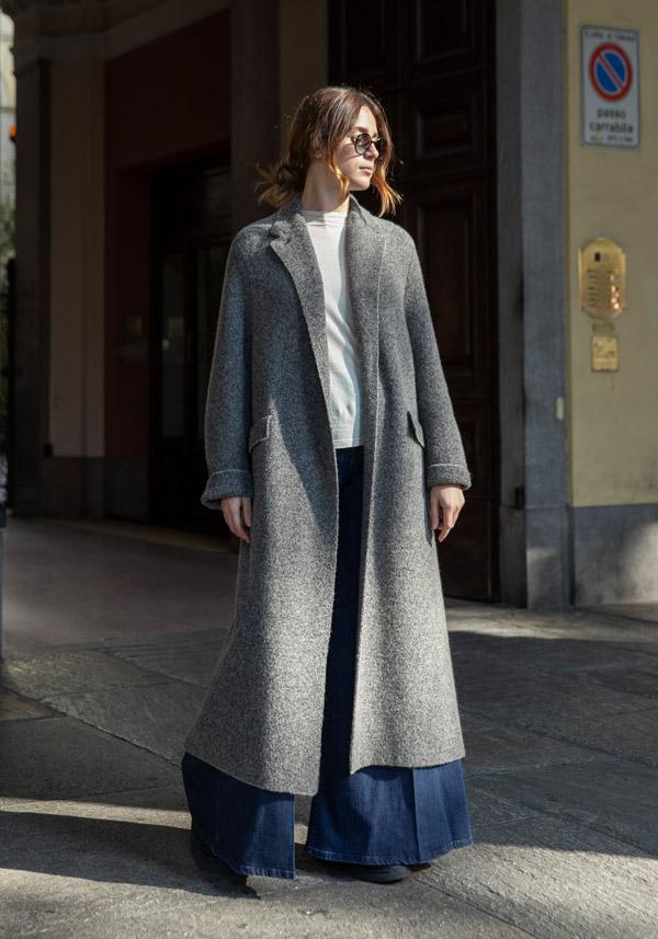 Rose & Lini BOBOUTIC WOOL & CASHMERE “4758” BLACK & CREAM COAT