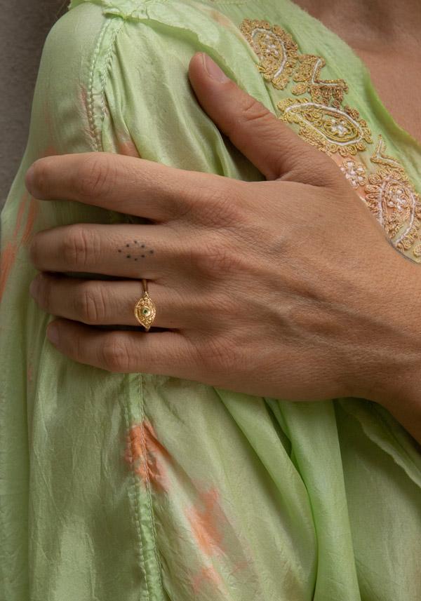 Rose & Lini CATHERINE MICHIELS “MINI EVIL EYE” GOLD RING