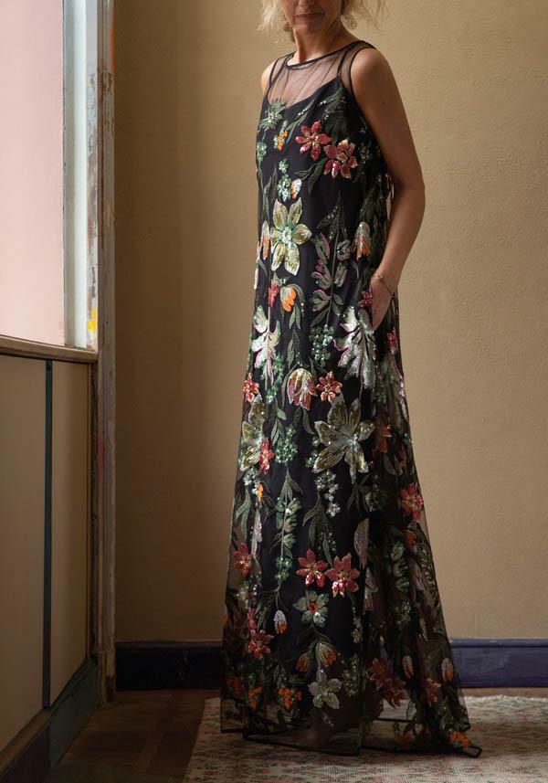 Rose & Lini CO.GO BLACK “DRESS VV354” FLOWER EMBROIDERIES