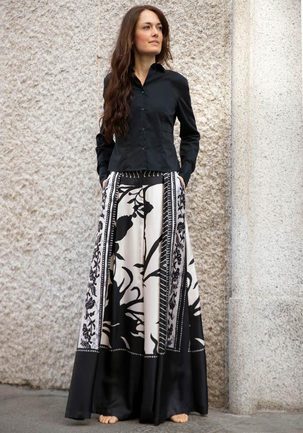 Rose & Lini CO.GO SILK BLACK & WHITE “PANTS VP241” FOULARDS