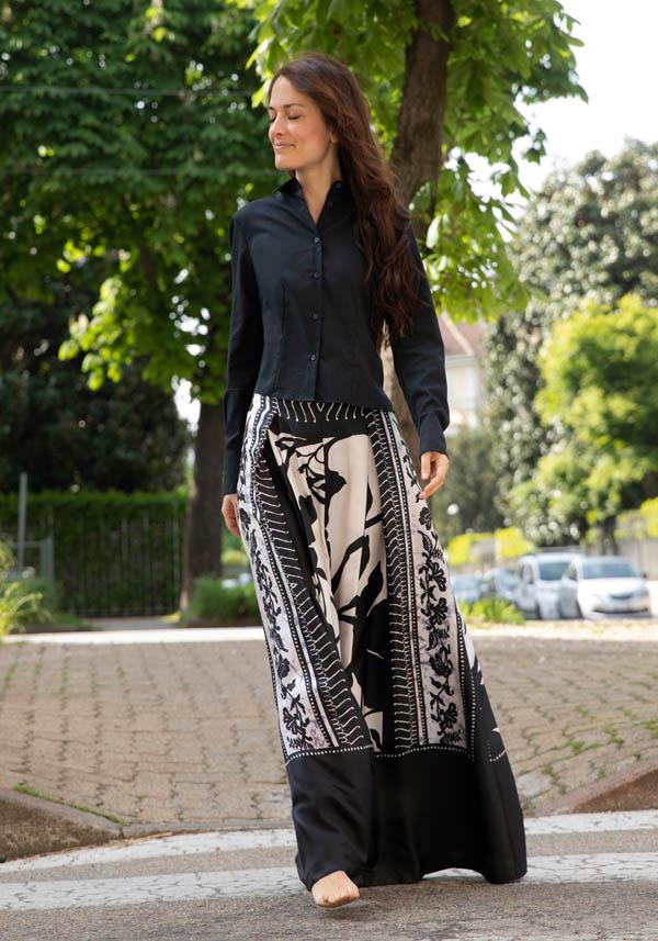 Rose & Lini CO.GO SILK BLACK & WHITE “PANTS VP241” FOULARDS