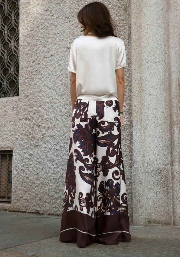 Rose & Lini CO.GO SILK BROWN & WHITE “PANTS VP241” FLORAL