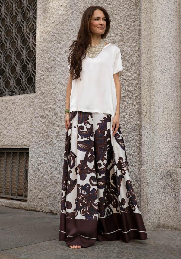 Rose & Lini CO.GO SILK BROWN & WHITE “PANTS VP241” FLORAL
