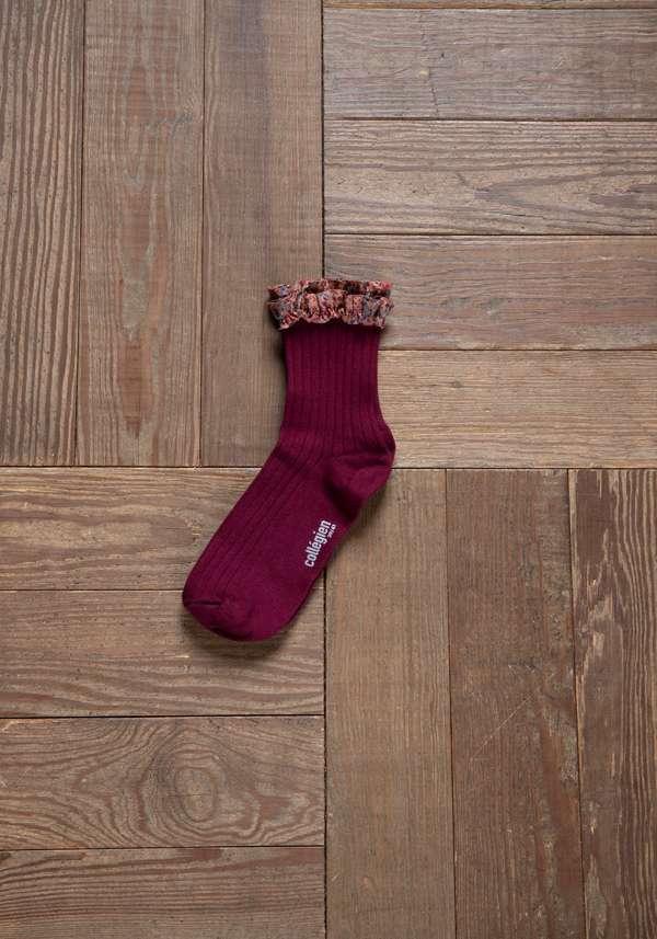 Rose & Lini COLLEGIEN “CHARLOTTE” RIBBED SOCKS BORDEAUX
