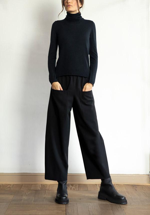 Rose & Lini CRISTINA BONFANTI WOOL “BRENTA” BLACK PANTS