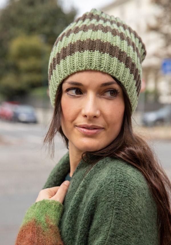 Rose & Lini DANIELAPI MERINO’S WOOL “ROYAL BEANIE STRIPES” GREEN & CAMO