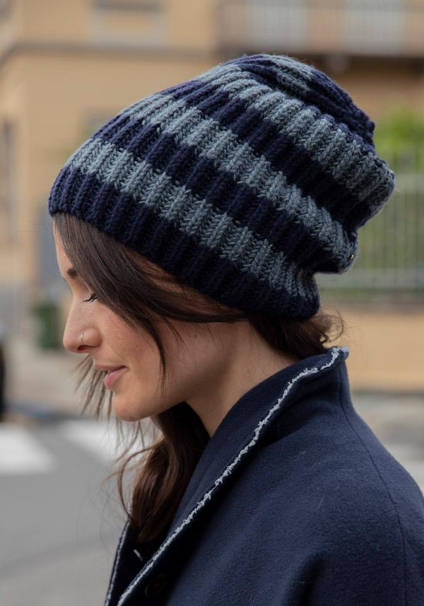 Rose & Lini DANIELAPI MERINO’S WOOL “ROYAL BEANIE STRIPES” NIGHT & GREY