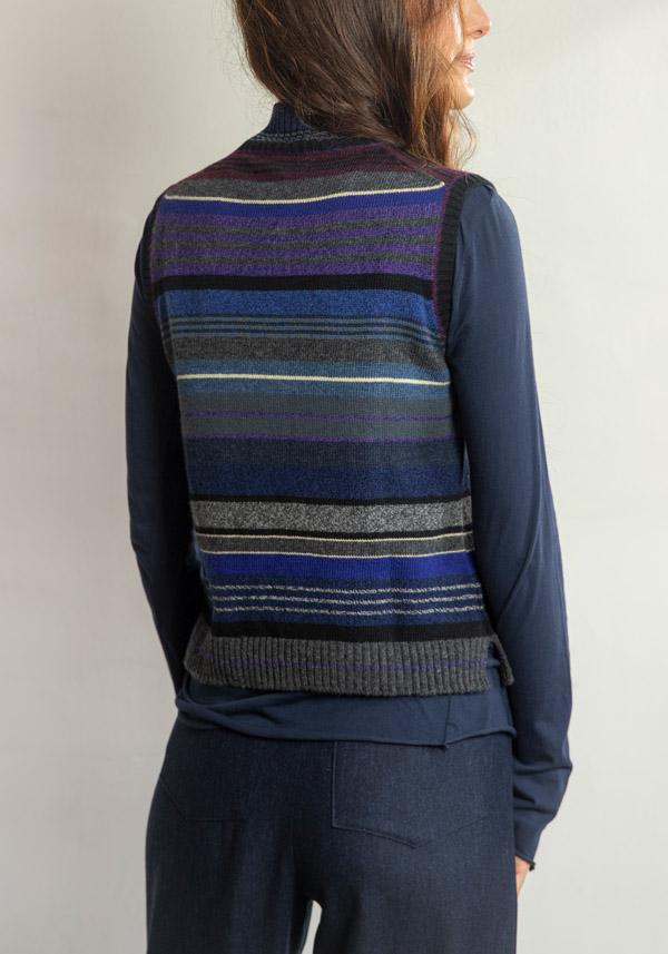 Rose & Lini DIANE DE CLERCQ CASHMERE & LAMB WOOL “COCOS” DENIM BLUE GILET