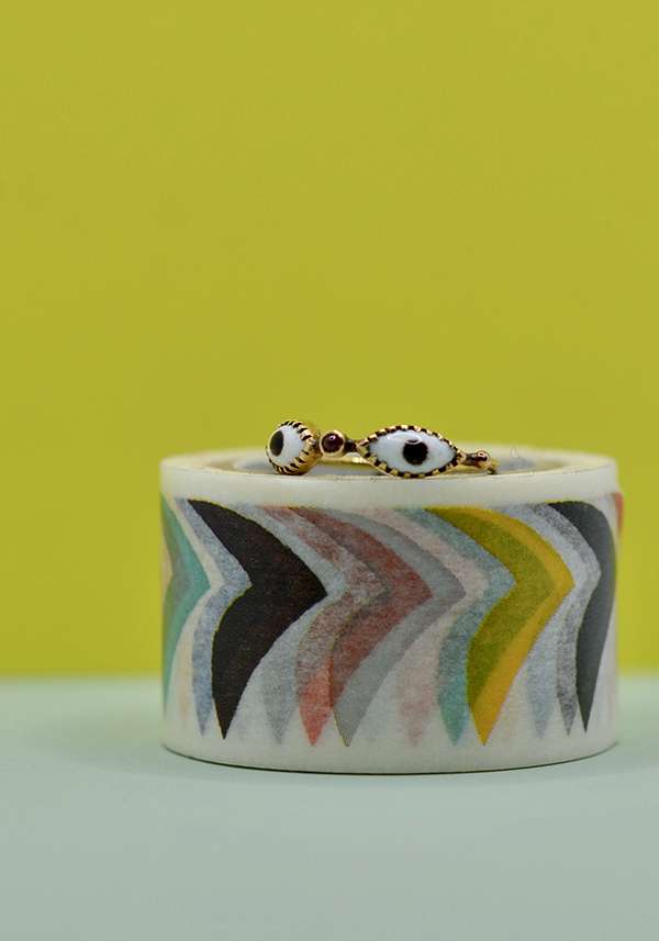 Rose & Lini DORETTE CERAMIC & RUBY “BAGUE OEIL” GOLD RING
