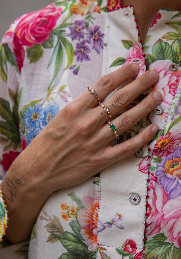 Rose & Lini DORETTE GOLD & PINK CABOCHON “BAGUE SIMPLE” RING