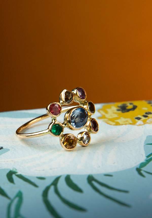 Rose & Lini DORETTE MULTICOLOR “BAGUE SUPER COURONNÉE” GOLD RING