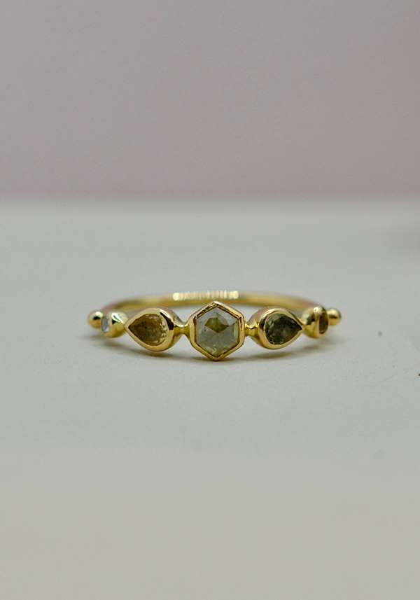 Rose & Lini DORETTE TOURMALINE & DIAMONDS “BAGUE SIMPLE” GOLD RING