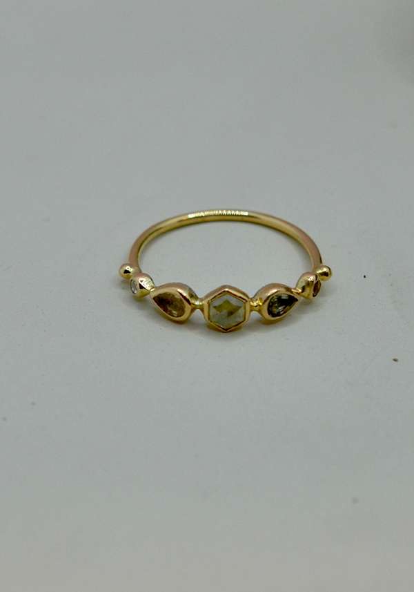Rose & Lini DORETTE TOURMALINE & DIAMONDS “BAGUE SIMPLE” GOLD RING