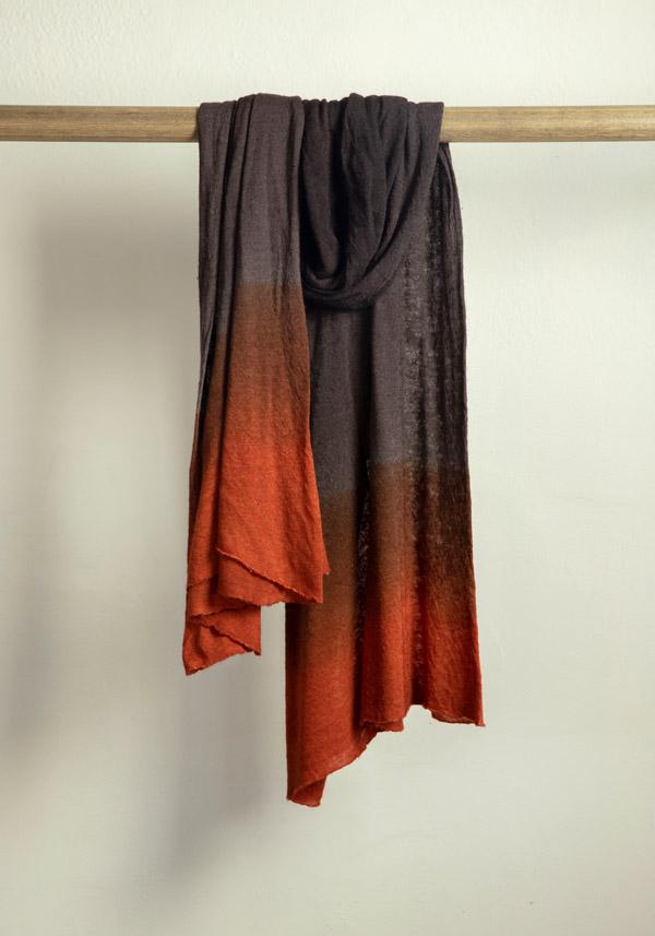 Rose & Lini FALIERO SARTI CASHMERE & SILK “BIANCA” ORANGE & BROWN SCARF