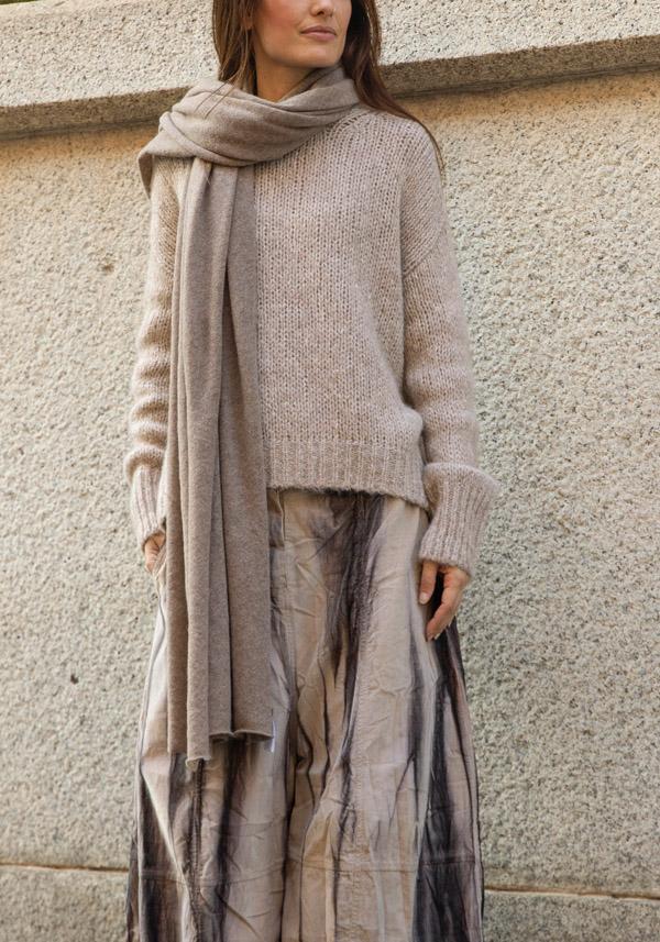 Rose & Lini FALIERO SARTI CASHMERE & WOOL “DUDI” TAUPE SCARF