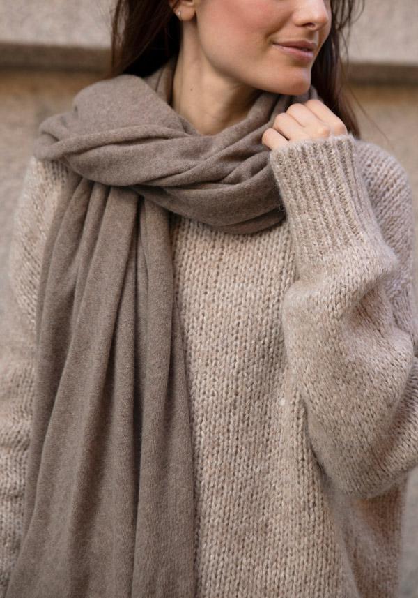 Rose & Lini FALIERO SARTI CASHMERE & WOOL “DUDI” TAUPE SCARF