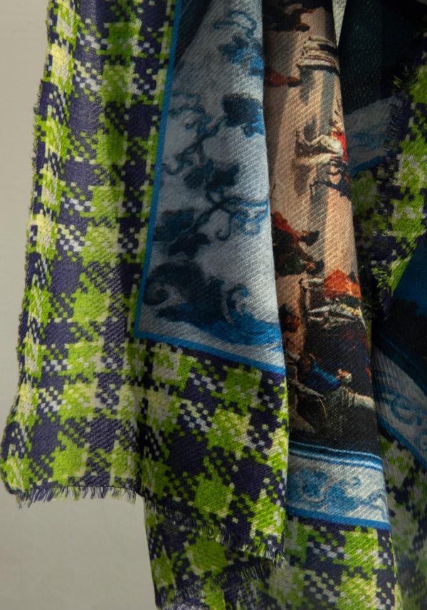 Rose & Lini FALIERO SARTI WOOL & CASHMERE “COFFEE HOUSE ROME” MULTICOLOR SCARF