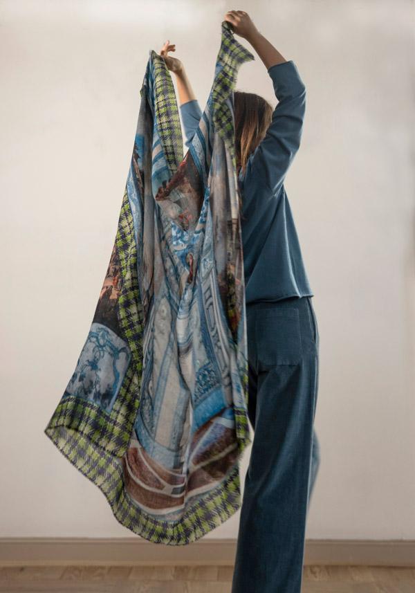 Rose & Lini FALIERO SARTI WOOL & CASHMERE “COFFEE HOUSE ROME” MULTICOLOR SCARF