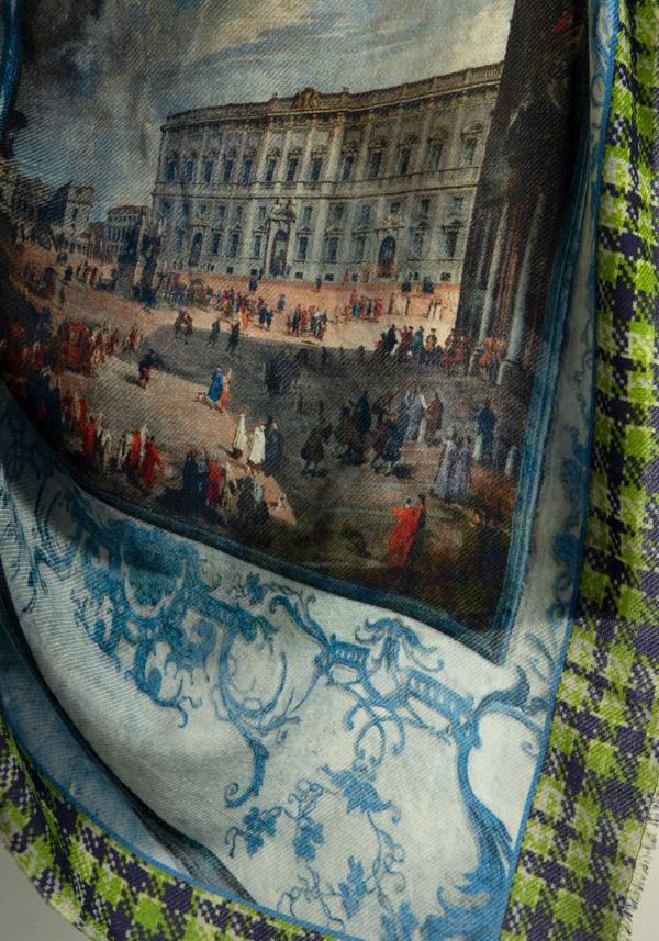 Rose & Lini FALIERO SARTI WOOL & CASHMERE “COFFEE HOUSE ROME” MULTICOLOR SCARF