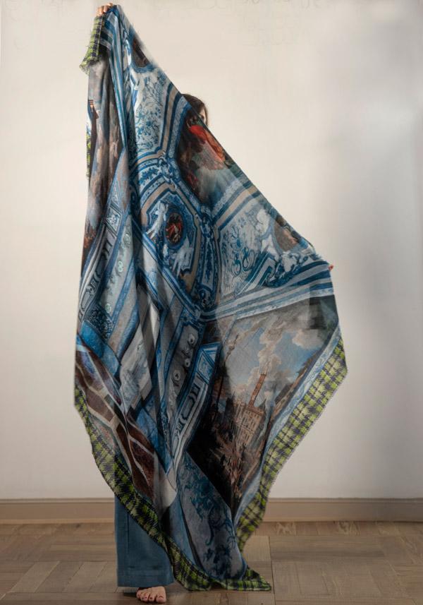 Rose & Lini FALIERO SARTI WOOL & CASHMERE “COFFEE HOUSE ROME” MULTICOLOR SCARF