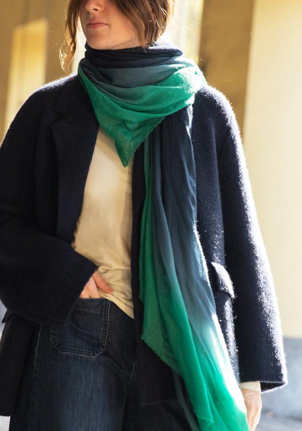 Rose & Lini FALIERO SARTI WOOL & CASHMERE “MARINA” SCARF EMERALD