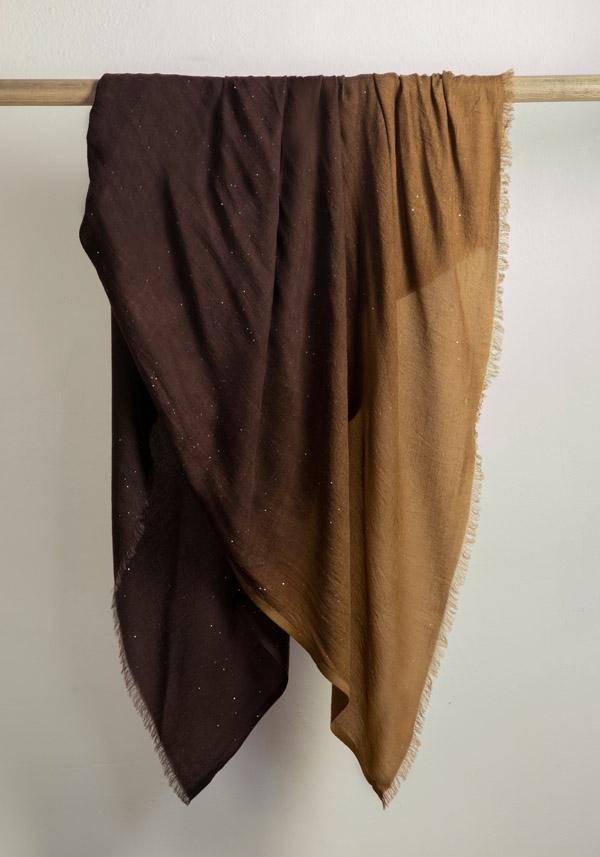 Rose & Lini FALIERO SARTI WOOL “RANIA” BROWN SEQUINED SHAWL