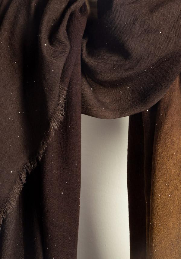 Rose & Lini FALIERO SARTI WOOL “RANIA” BROWN SEQUINED SHAWL