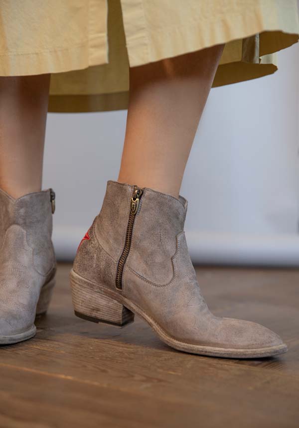 Rose & Lini FAUZIAN JEUNESSE “BOOT 3205” CORK SUEDE TEXAN ANKLE BOOTS