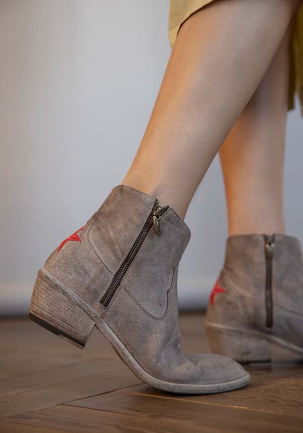 Rose & Lini FAUZIAN JEUNESSE “BOOT 3205” CORK SUEDE TEXAN ANKLE BOOTS