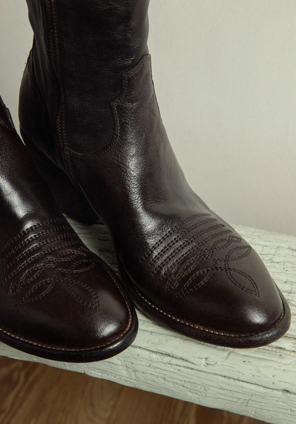 Rose & Lini FAUZIAN JEUNESSE “IGNIS” EBONY LEATHER TEXAS BOOT