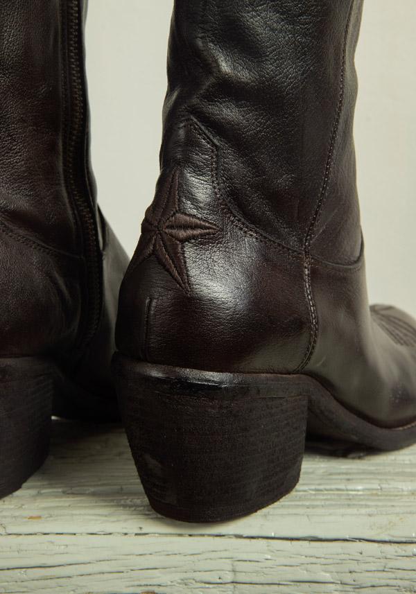 Rose & Lini FAUZIAN JEUNESSE “IGNIS” EBONY LEATHER TEXAS BOOT