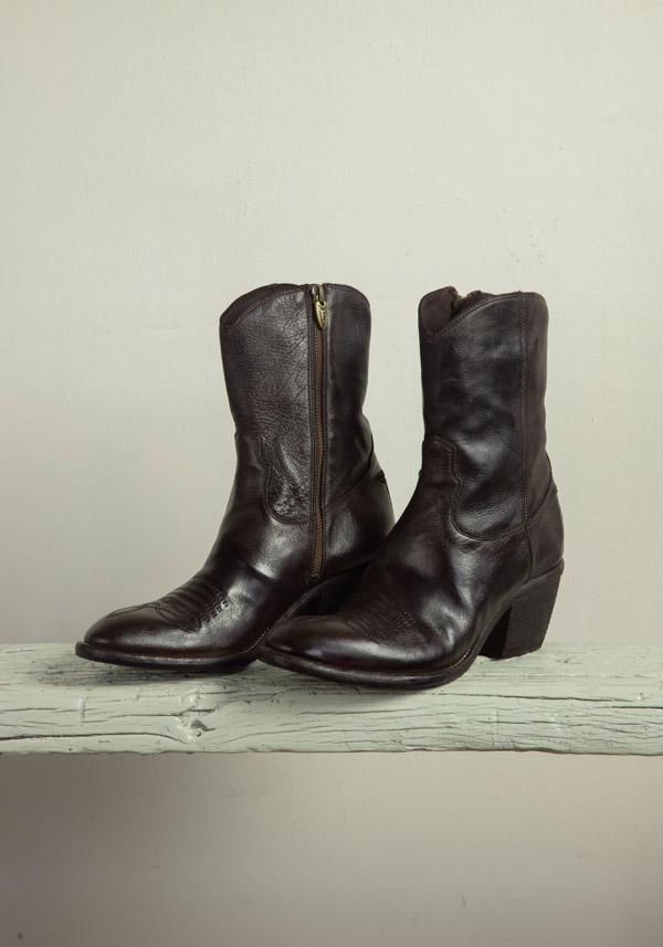 Rose & Lini FAUZIAN JEUNESSE “IGNIS” EBONY LEATHER TEXAS BOOT