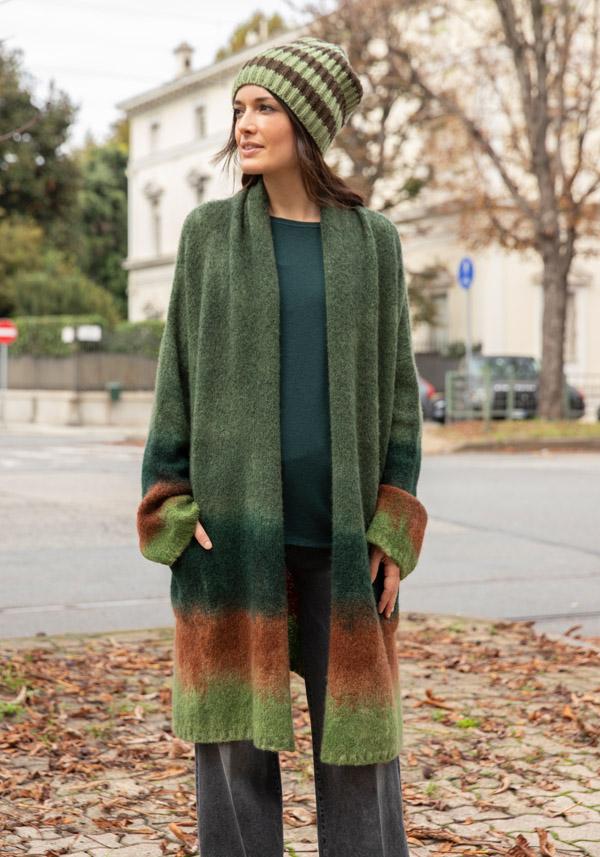 Rose & Lini FISSORE CASHMERE “MARIANNE 3” KAKI LONG CARDIGAN