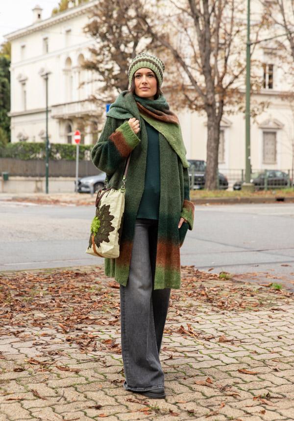 Rose & Lini FISSORE CASHMERE “MARIANNE 3” KAKI LONG CARDIGAN