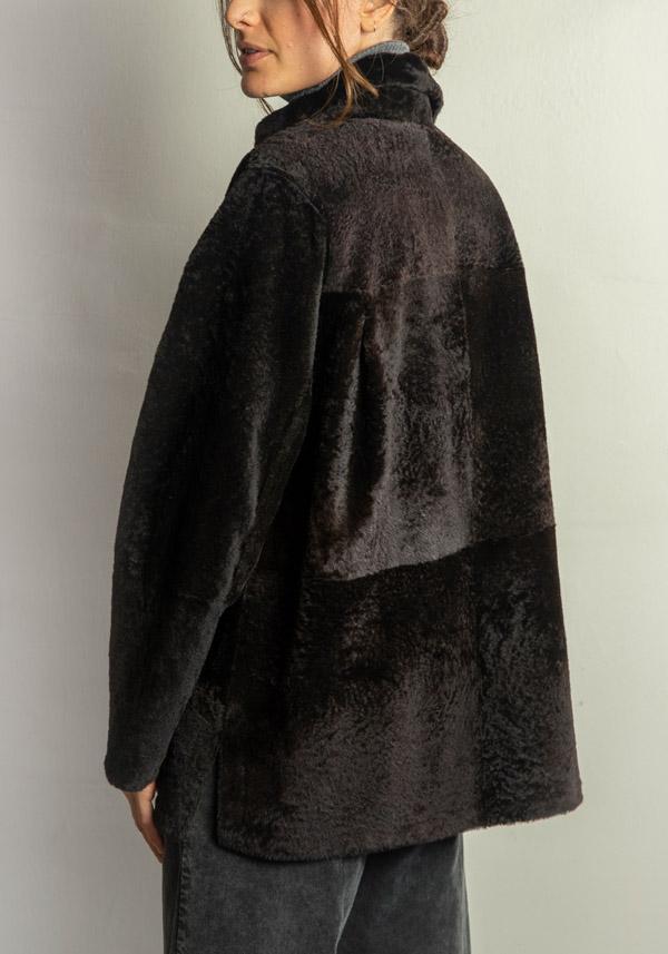 Rose & Lini FURLING BY GIANI REVERSIBLE LAMBSKIN “BABY LAMB” EBONY JACKET