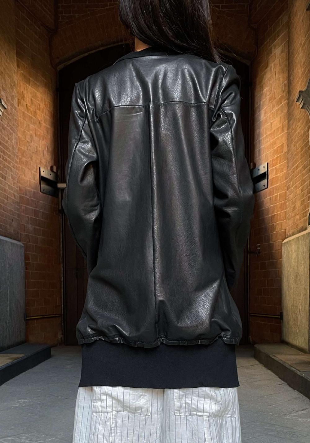 Rose & Lini GIORGIO BRATO BLACK LEATHER “CARDIGAN OVER”