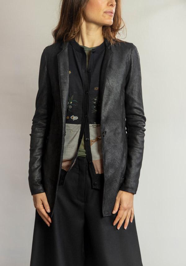 Rose & Lini GIORGIO BRATO LEATHER “BLAZER 7985” BLACK JACKET