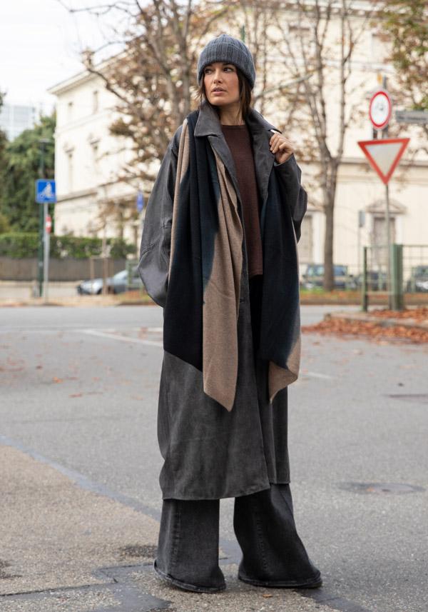 Rose & Lini GIORGIO BRATO LEATHER OVERSIZED COAT VINTAGE BLACK