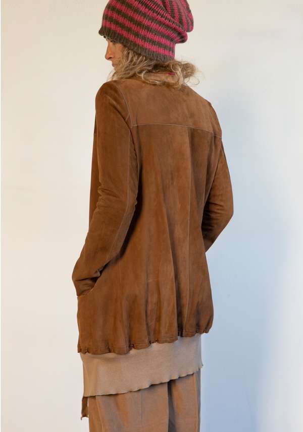 Rose & Lini GIORGIO BRATO RUM SUEDE LEATHER “CARDIGAN OVER”