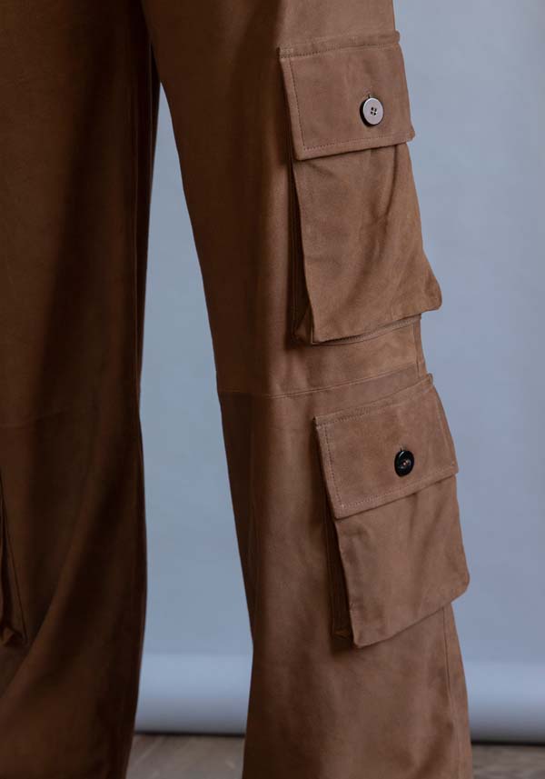 Rose & Lini GIORGIO BRATO SUEDE LEATHER “CARGO PANTS” RUM