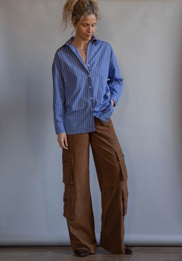 Rose & Lini GIORGIO BRATO SUEDE LEATHER “CARGO PANTS” RUM